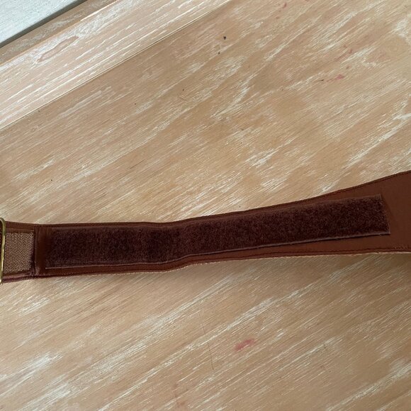 Vintage Wide Brown Reptile Design Contour Belt w/ Wooden Accents & Shell Inlays main image 10